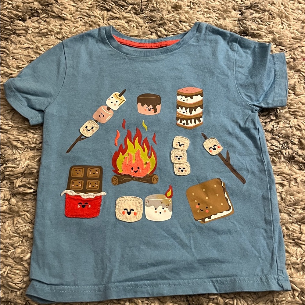 Boden Light Blue Tee with campfire scene